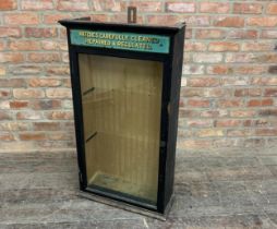 Large glass fronted watches advertising shop front cabinet. "Watches Carefully Cleaned, Repaired &