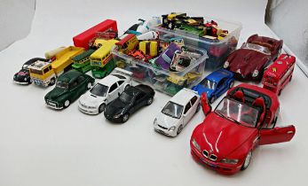 Very large quantity of unboxed toy cars to include Corgi, Matchbox & Saico examples. Approx 60.