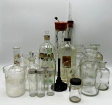 Large collection of laboratory apothecary bottles and beakers (a collection)
