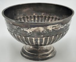 Early 20th century silver half fluted pedestal rose bowl, maker Walker & Hall, Sheffield 1912, H