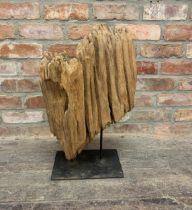 Large Drift Wood Sculpture On Iron Stand. H 62cm.