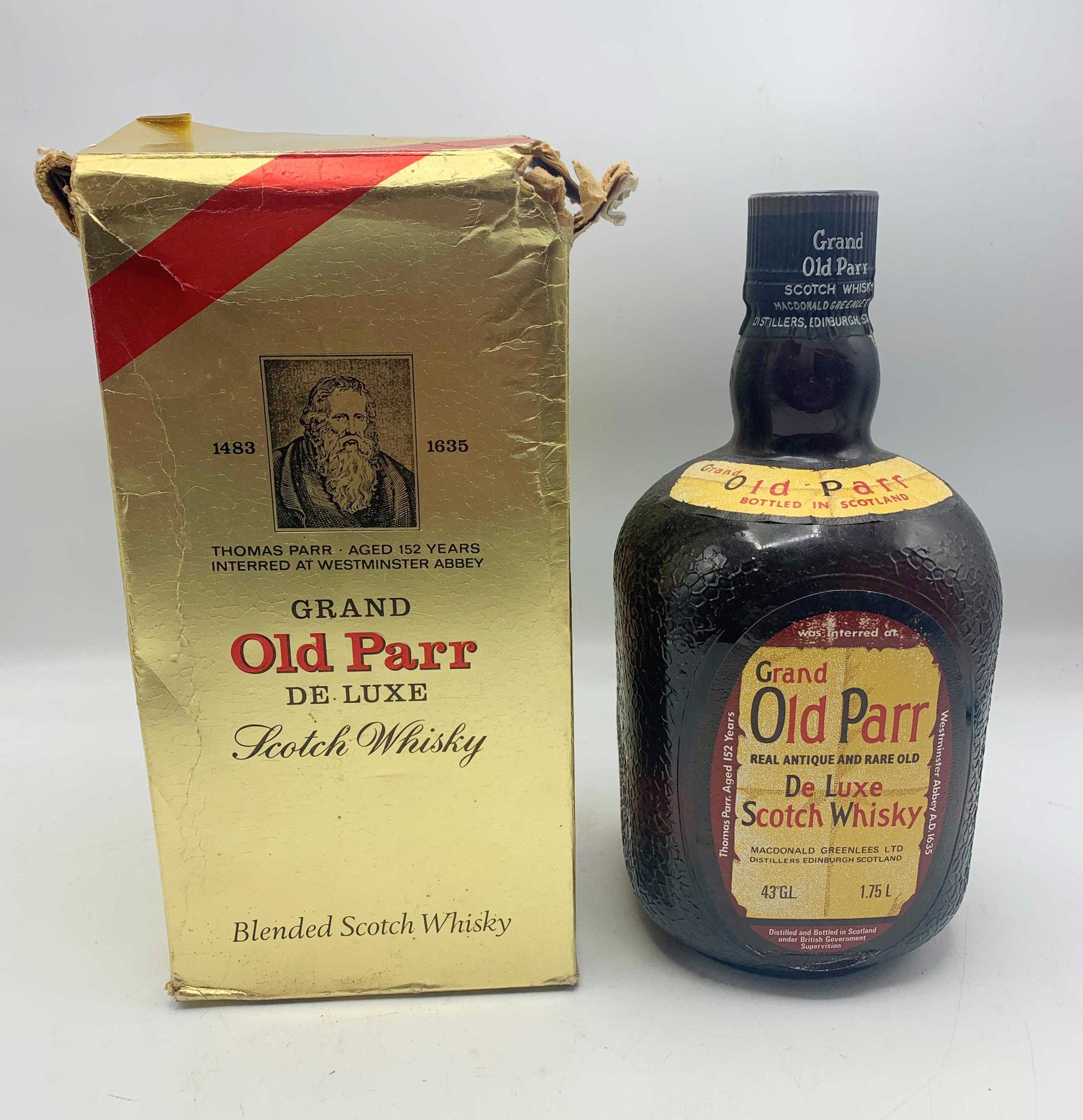 Boxed Grand Old Parr De Luxe Scotch Whisky. Unopened.