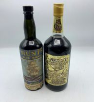 Vintage Bottle Of Woods Old Navy Rum With A Hunts Blue Riband Port (2)