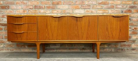 1960s A H McIntosh of Kirkcaldy teak sideboard, 202cm L x 26 D x 75H