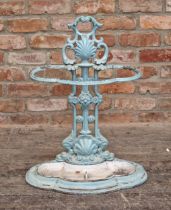 19th century French cast iron stick/umbrella stand with painted finish and removeable drip tray,