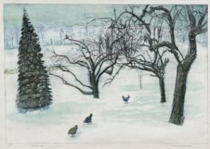 Richard Bawden (b. 1936) - 'Winter 86', signed and titled, limited 13/75 colour etching, 35 x