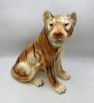 Kitsch Mid Century Ceramic Tiger Ornament. H 38cm.