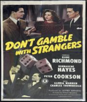 Original vintage Don't Gamble With Strangers film poster, 103 x 67cm, framed