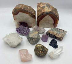 Collection Of Rock Crystal Stones To Include Stylish Bookend Pair (12)