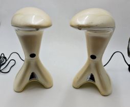 Pair of vintage desk lamps or bedside lamps of retro sci-fi futuristic design in early acrylic