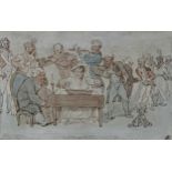Thomas Rowlandson (1757-1827) - 'Playing in Parts', monogrammed, pen and ink and watercolour, 10.5 x