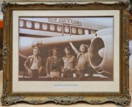 Led Zeppelin photograph poster in a gilt and gesso frame, H 60cm x W 88cm