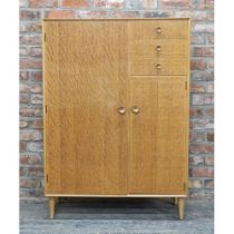 Vintage Meredew light oak veneered compactum wardrobe, H 132cm x W 94cm x D 46cm