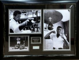 Signed Muhammad Ali Framed Photograph Display. 90cm x 66cm.