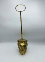 Victorian Brass Lion Head Door Stop. 52cm.