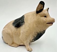 Early naïve soft paste porcelain piggy bank, 15.5cm high