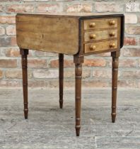 Regency mahogany Pembroke/worktable fitted with three real and three dummy drawers raised on