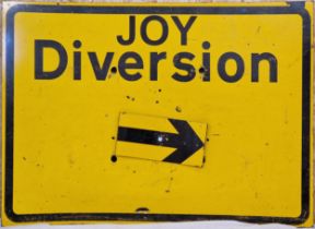 dr.d. a.k.a. Subvertiser - 'Joy Diversion' sign with movable arrow, H 76cm x W 104cm