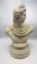 Grand Tor type plaster Roman bust of Apollo, 53cm high