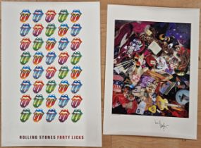 Rolling Stones advertising poster 'Forty Licks' with impressed trademark together with a framed '