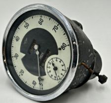 Vintage Smiths Car Speedometer With Chrome Case Finish. D 13cm.