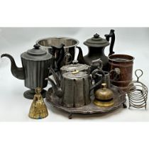 Mixed Metalware Lot To Include Ice Bucket, Bottle Holder, Tea Pots & More.