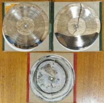 Vinyl - Three silver Beatles records in associated blank cardboard sleeves, CR5149D, CR5149C (3)
