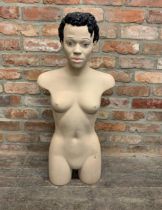 Unusual mid 20th century female negro ex-shop mannequin, 91cm high
