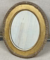 Small 19th century giltwood and gesso oval wall mirror, 40 x 34cm