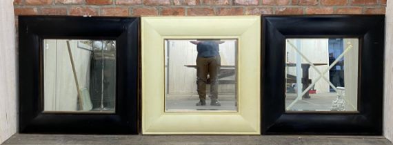 Three India Jane of London timber framed wall mirrors with painted finish, H 100cm x W 100cm