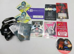 A collection of 11 various tour passes including 2 Marillion venue passes on Marillion lanyards,