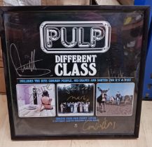 Original Pulp 'Different Class' record sleeve signed be all band members including Jarvis Cocker,