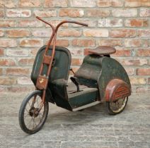 Vintage mid century 'flyabout' pedal tricycle by Tan Sad, with working wheels, H 79cm x W 105cm x