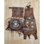 Collection of four vintage leather bags decorated in a Native American style (4)