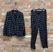 Carolina Herrera - black and white check ladies trouser suite, size 10/12, with original dust cover