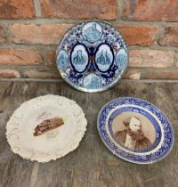 Quantity of three antique collectors plates to include The Gloucster Co-operative, Primitative