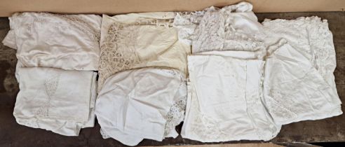 Quantity of Victorian and later decorative textiles including devore velvet pieces etc (one box)