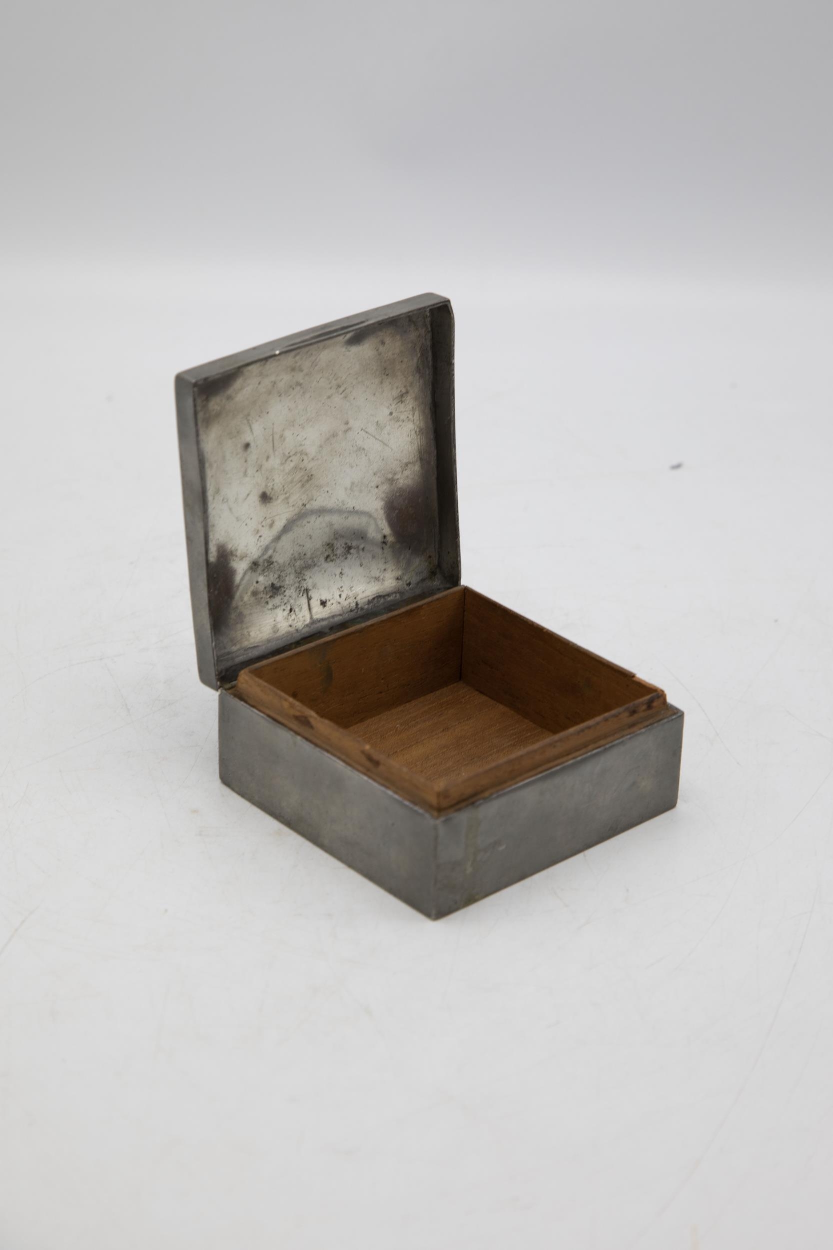 Archibald Knox for Liberty & Co of London - Tudric pewter cigarette box, cedar lined interior, 5cm - Image 2 of 2