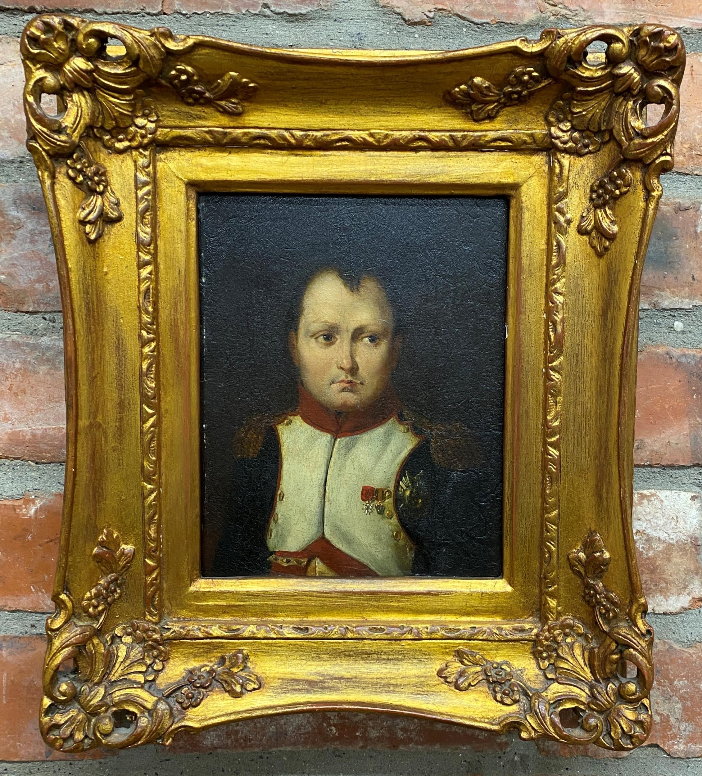 Early 19th century school - Napoleon Bonaparte bust portrait, unsigned, oil on canvas, 25 x 19cm, - Image 2 of 3