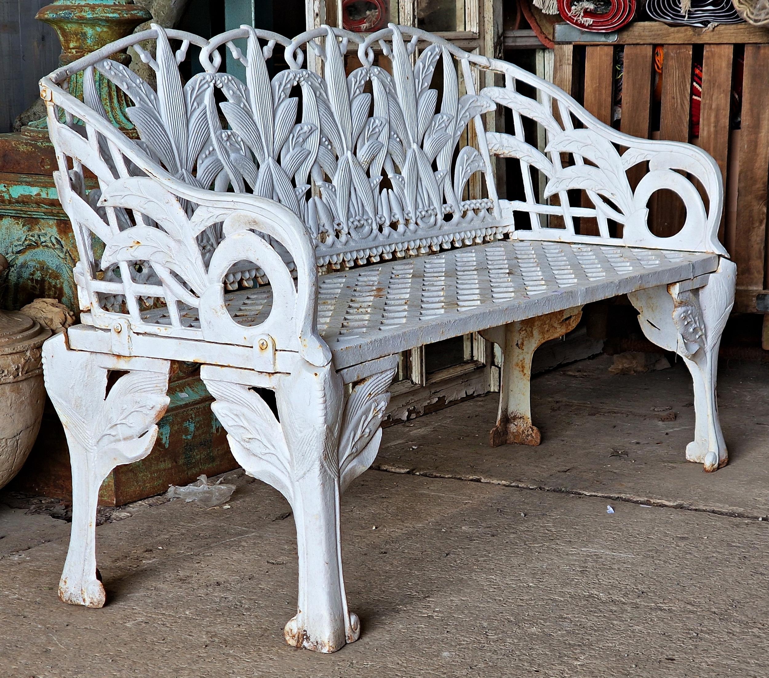 A good quality 20th century painted cast iron Coalbrookdale style bench with pierced floral design - Image 2 of 3