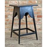 Arts and Crafts style ebonised side table, H 74cm x W 44cm x D 44cm