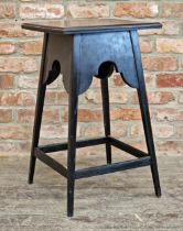 Arts and Crafts style ebonised side table, H 74cm x W 44cm x D 44cm