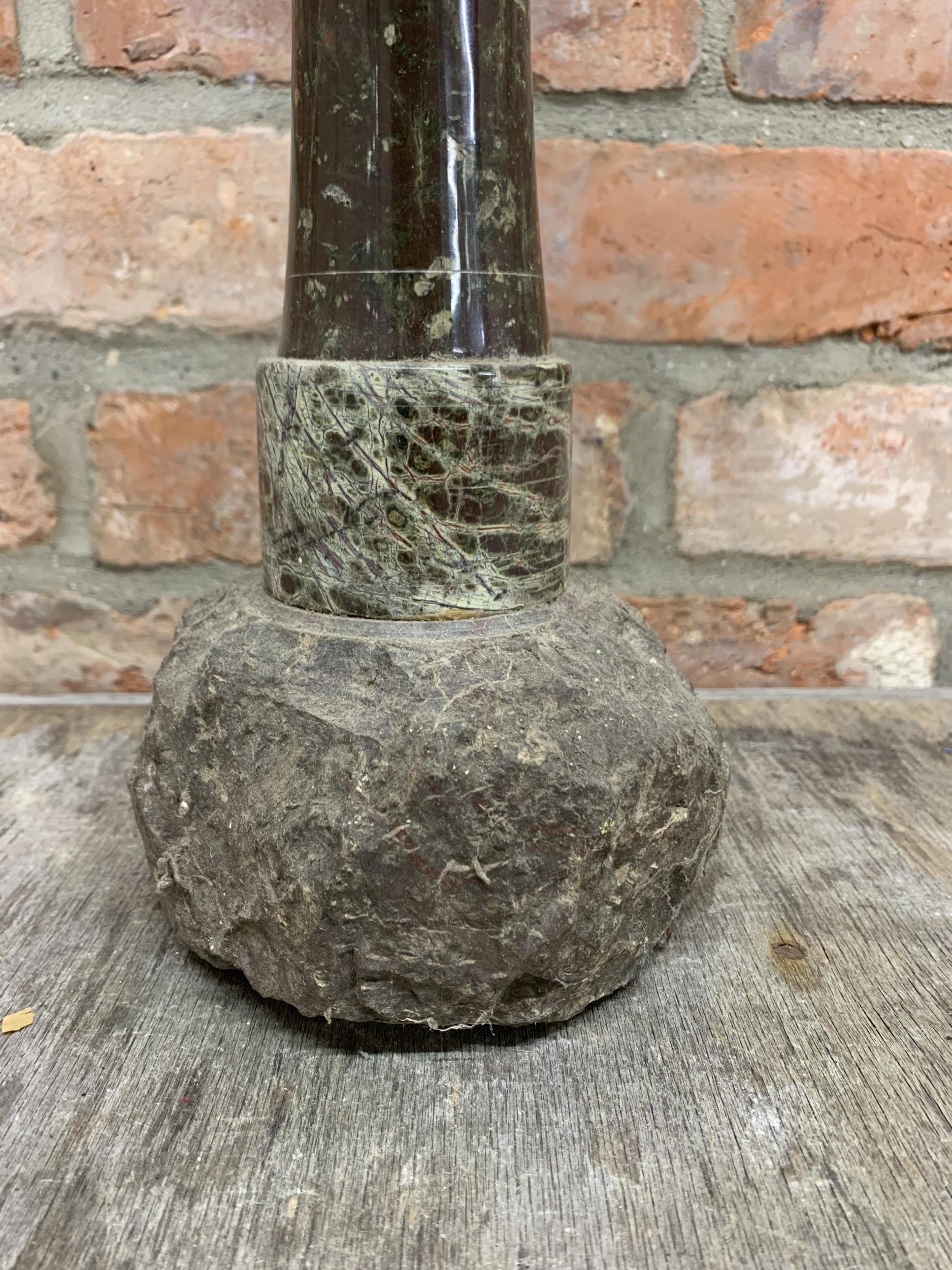 Large Cornish serpentine turned and polished lighthouse lamp on rock base, 45cm - Image 2 of 4