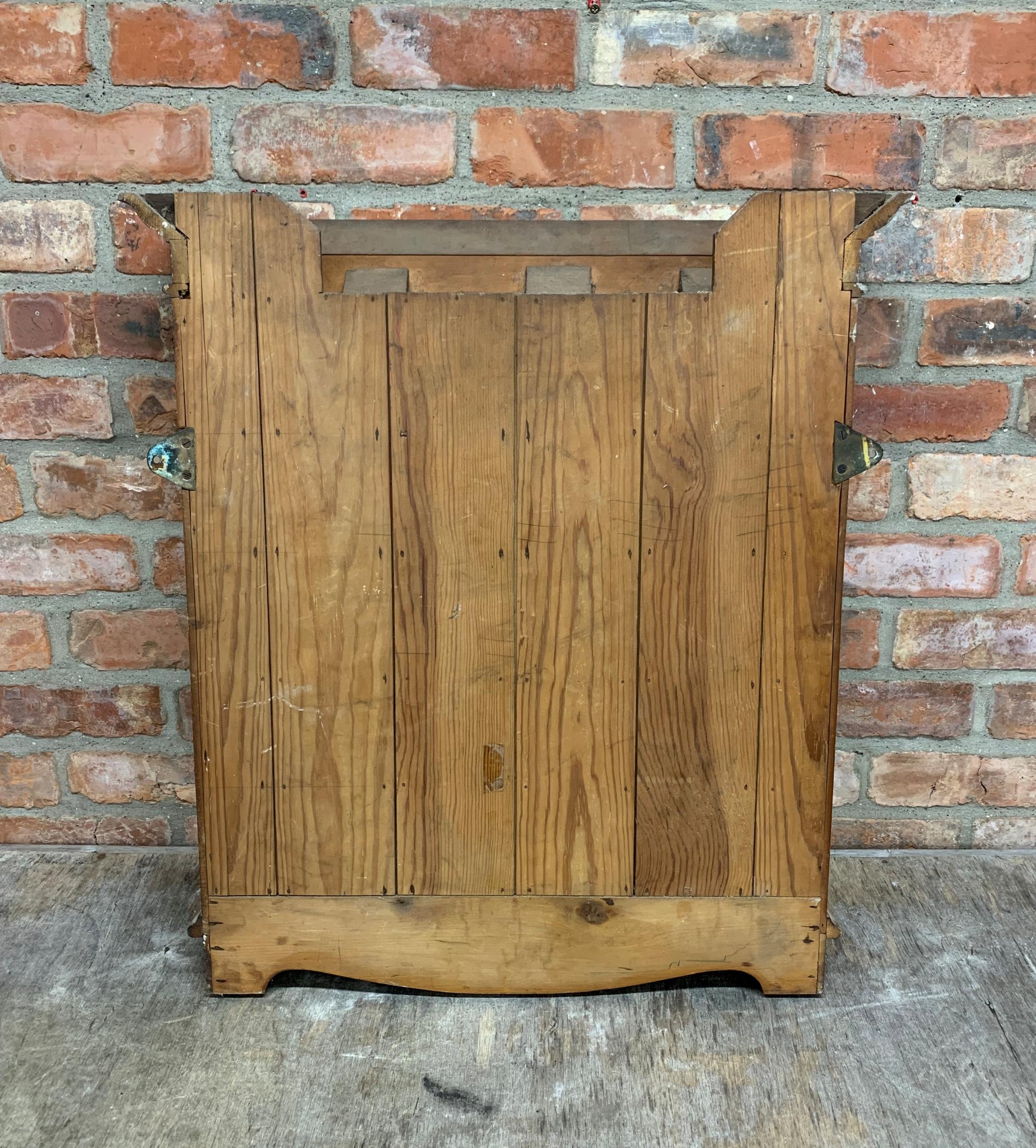 Antique glazed hanging display cabinet with baize lined shelves, H 77cm x W 70cm x D 18cm - Image 3 of 3