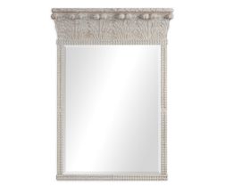 Good quality William Yeoward contemporary large Venetian style white oak mirror, new in box, 142 x