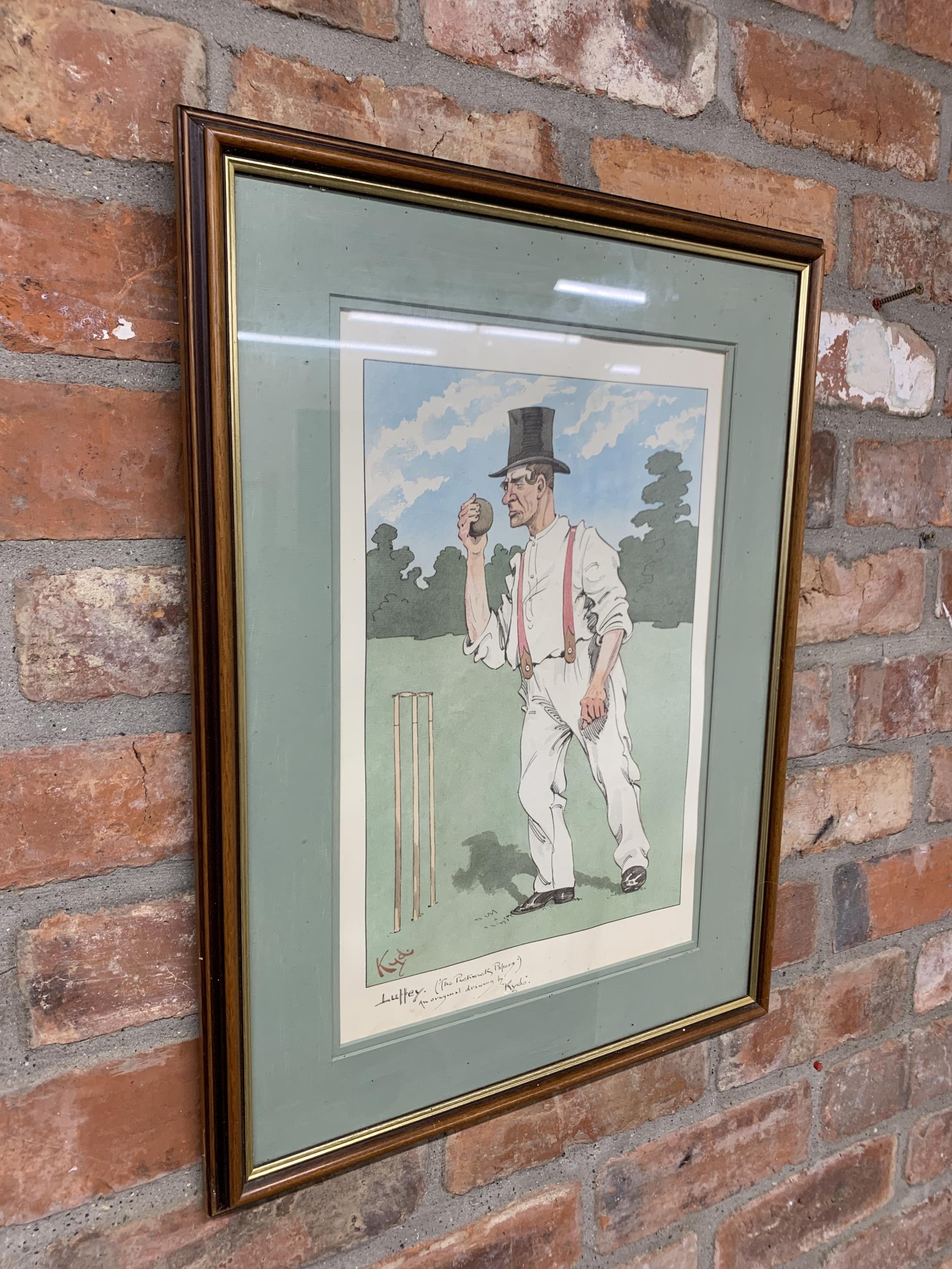 Pair of framed 'KYD' Joseph Clayton Clarke cricket themed prints from The Pickwick Papers series, - Image 3 of 3