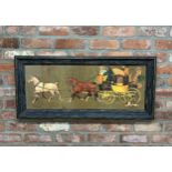 Large framed Cecil Aldin coloured lithograph print depicting horse and carriage scene, H 40cm x L