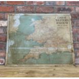 GWR 'Map Of The System' tin plate sign, H 61cm x 76cm