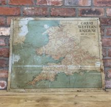 GWR 'Map Of The System' tin plate sign, H 61cm x 76cm