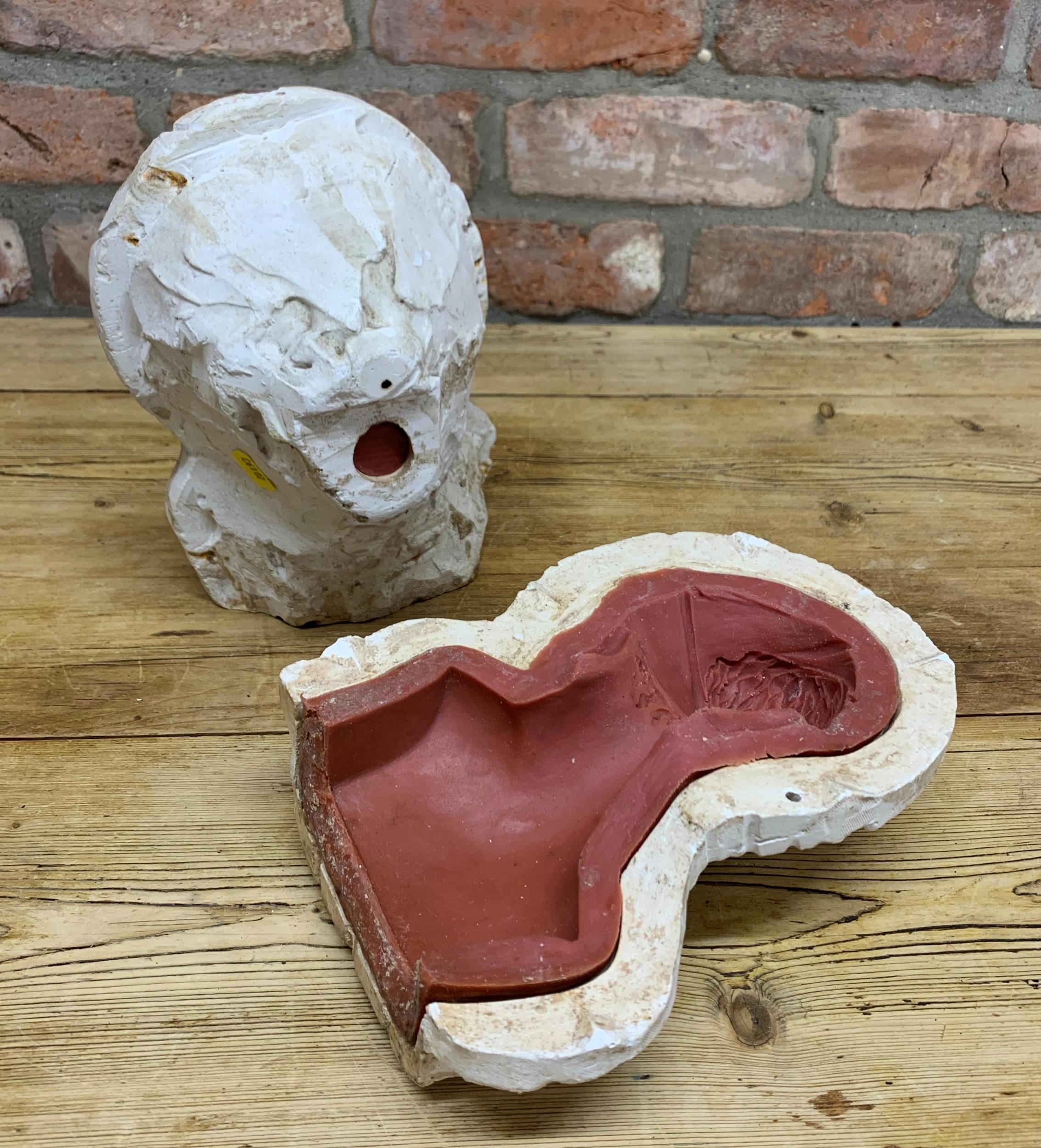 Plaster mould with rubber liner for casting a bronze bust of a beauty, 26cm high